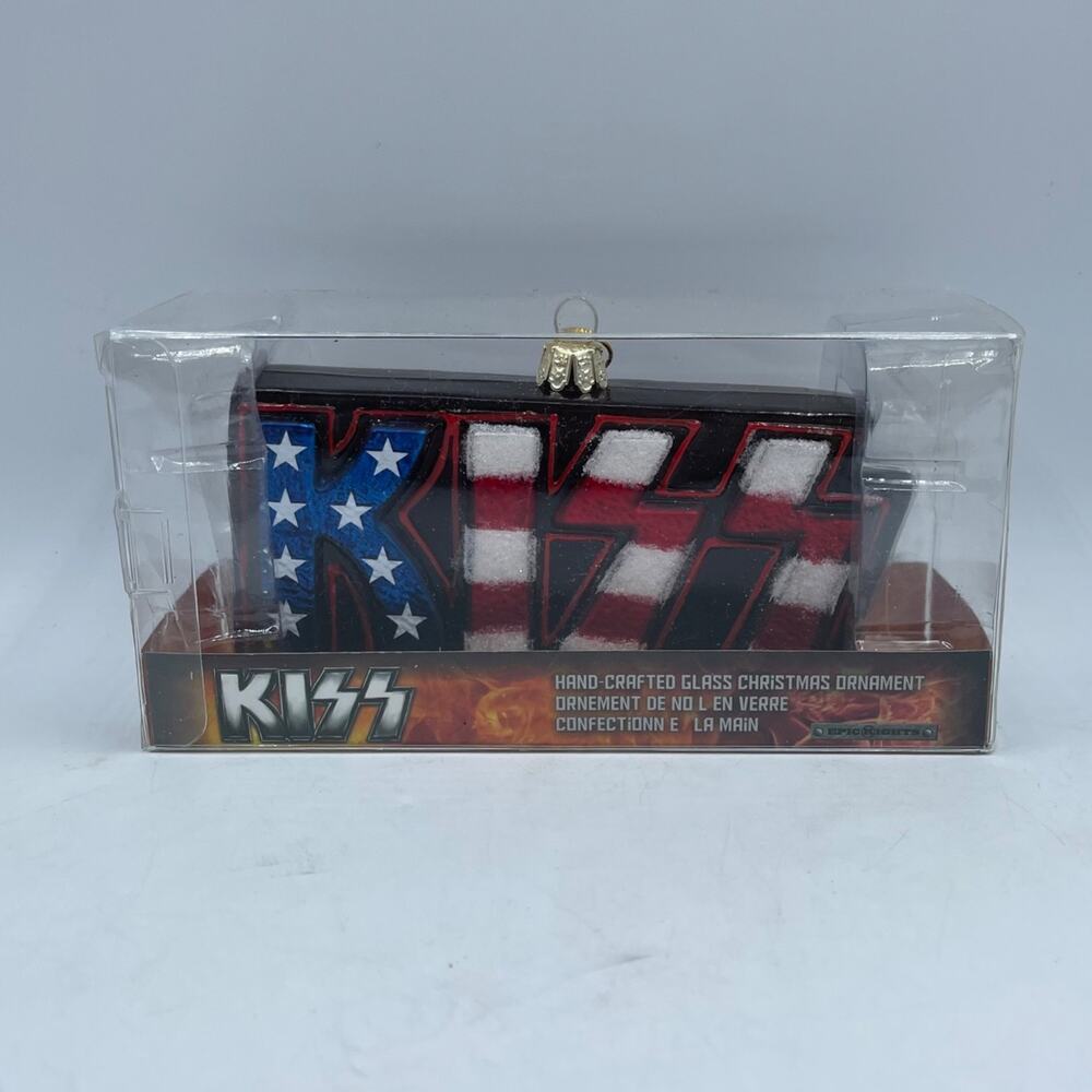 KISS Collectible Logo Christmas Ornament Kurt Adler Stars Stripes 5” 2018